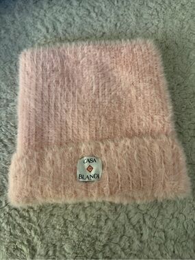 Casablanca Soft Pink Fuzzy Beanie